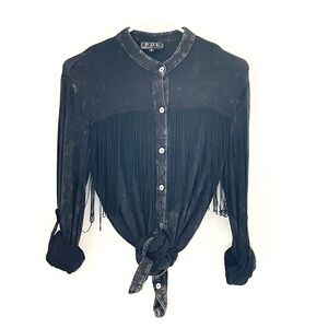 Pol Western fringe blouse